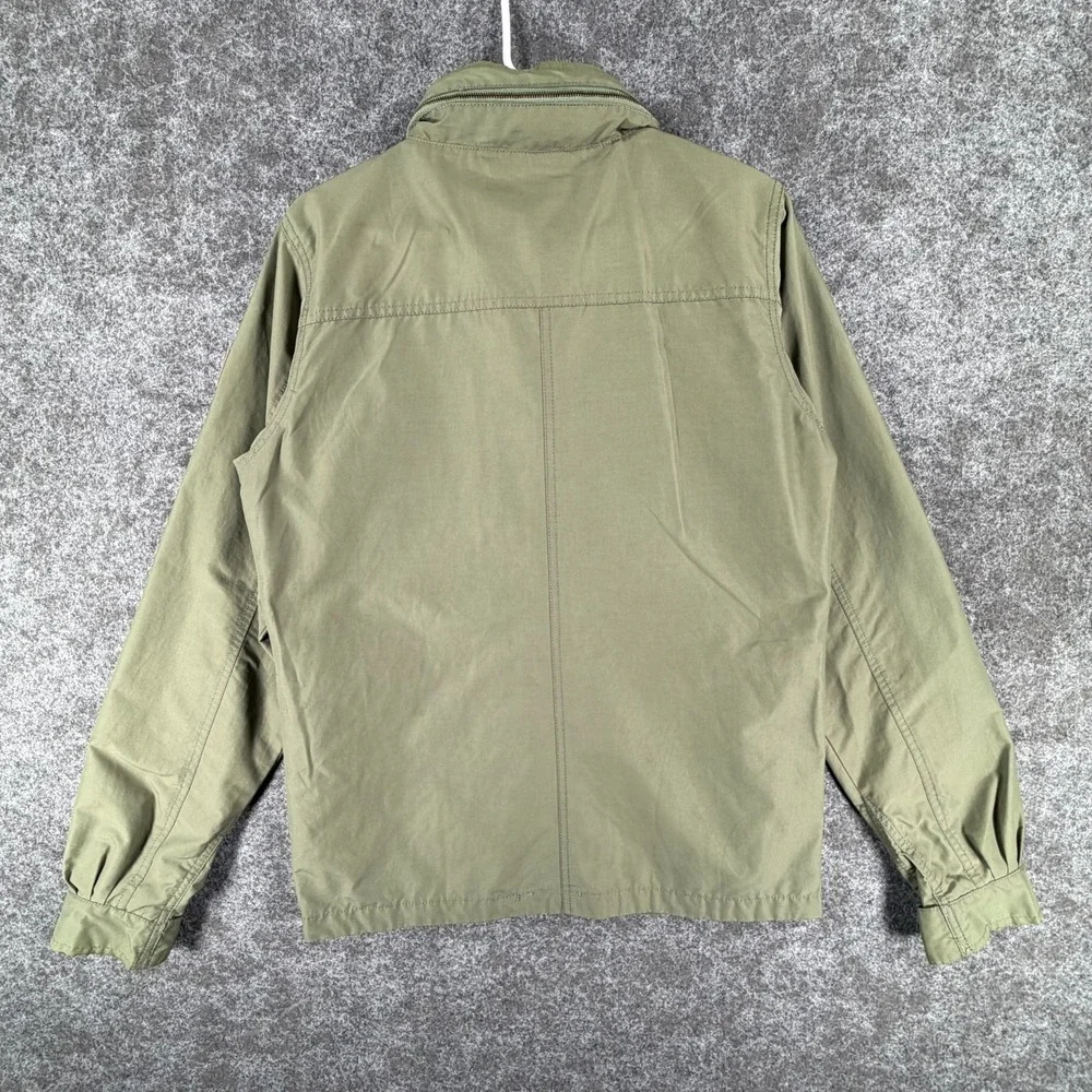Sierra Designs Hooded Military Jacket Mens M Green Outdoor Zip Up Pockets Hiking